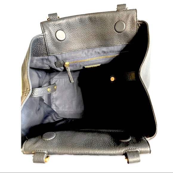 Tory Burch Half-Moon Pebbled Leather Black Tote - Picture 10 of 13